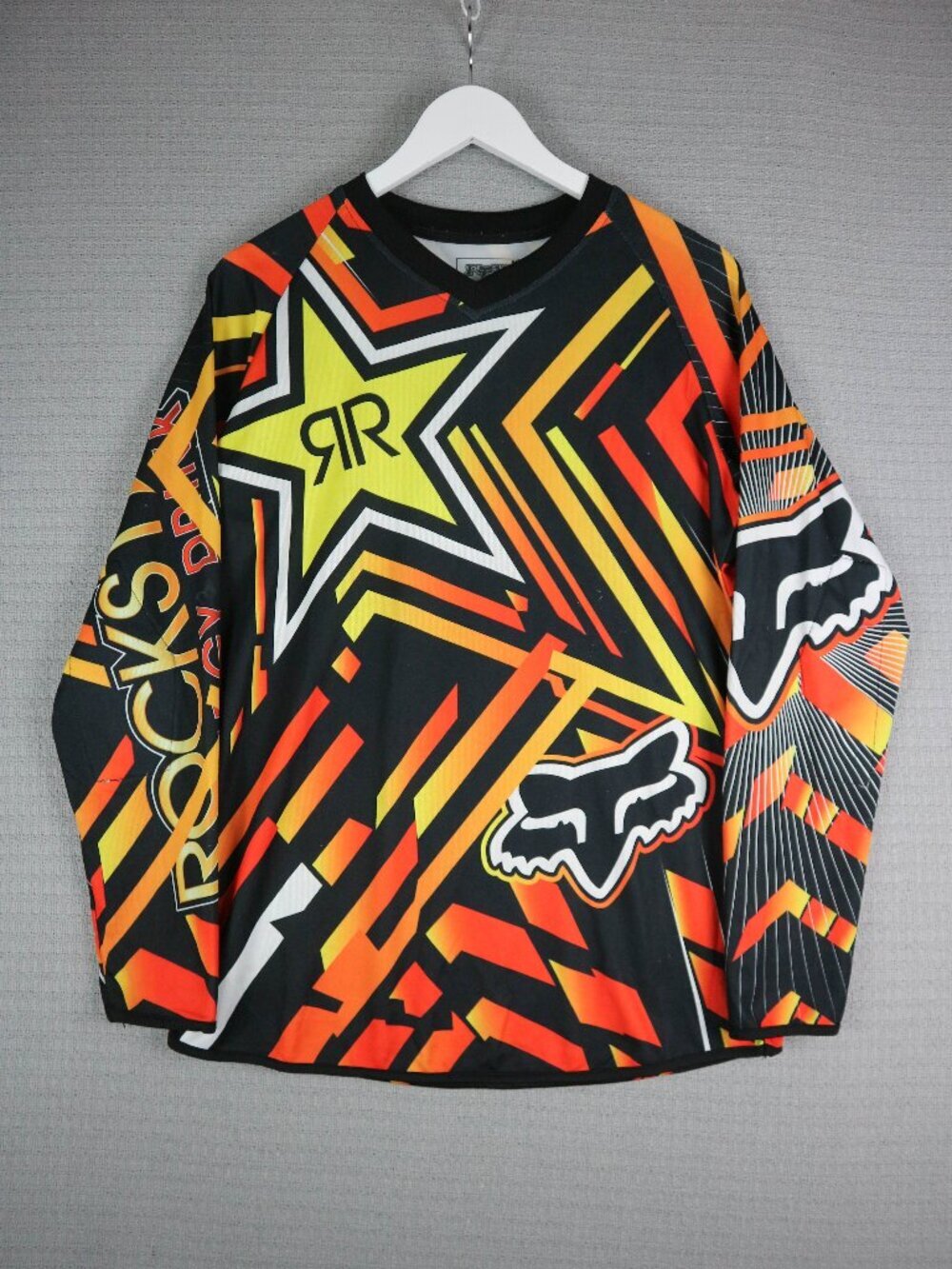 Fox Motocross Jersey Men Medium Rockstar Energy Dirt Bike AOP Y2K